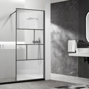 Душевая перегородка Vincea Walk-In Вороненая сталь / Прозрачное-Рифленое