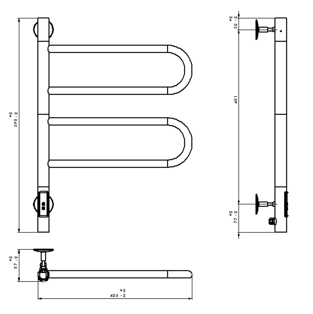 Полотенцесушитель электрический Vincea VTD-1R1 43х59 Графит — изображение 4